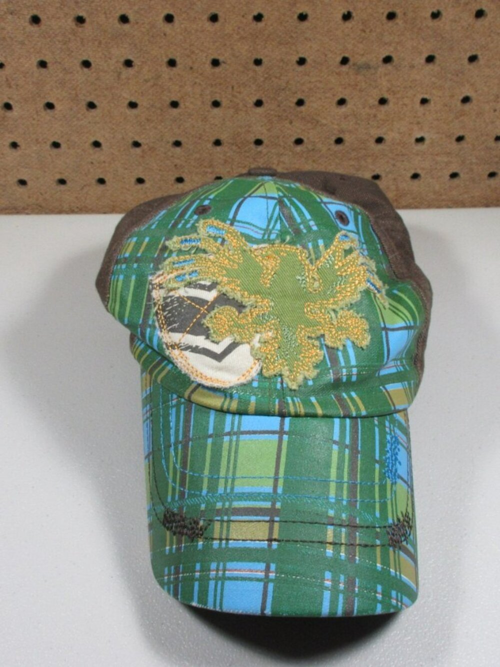 Bauer womens brown green blue plaid strapback hat OS